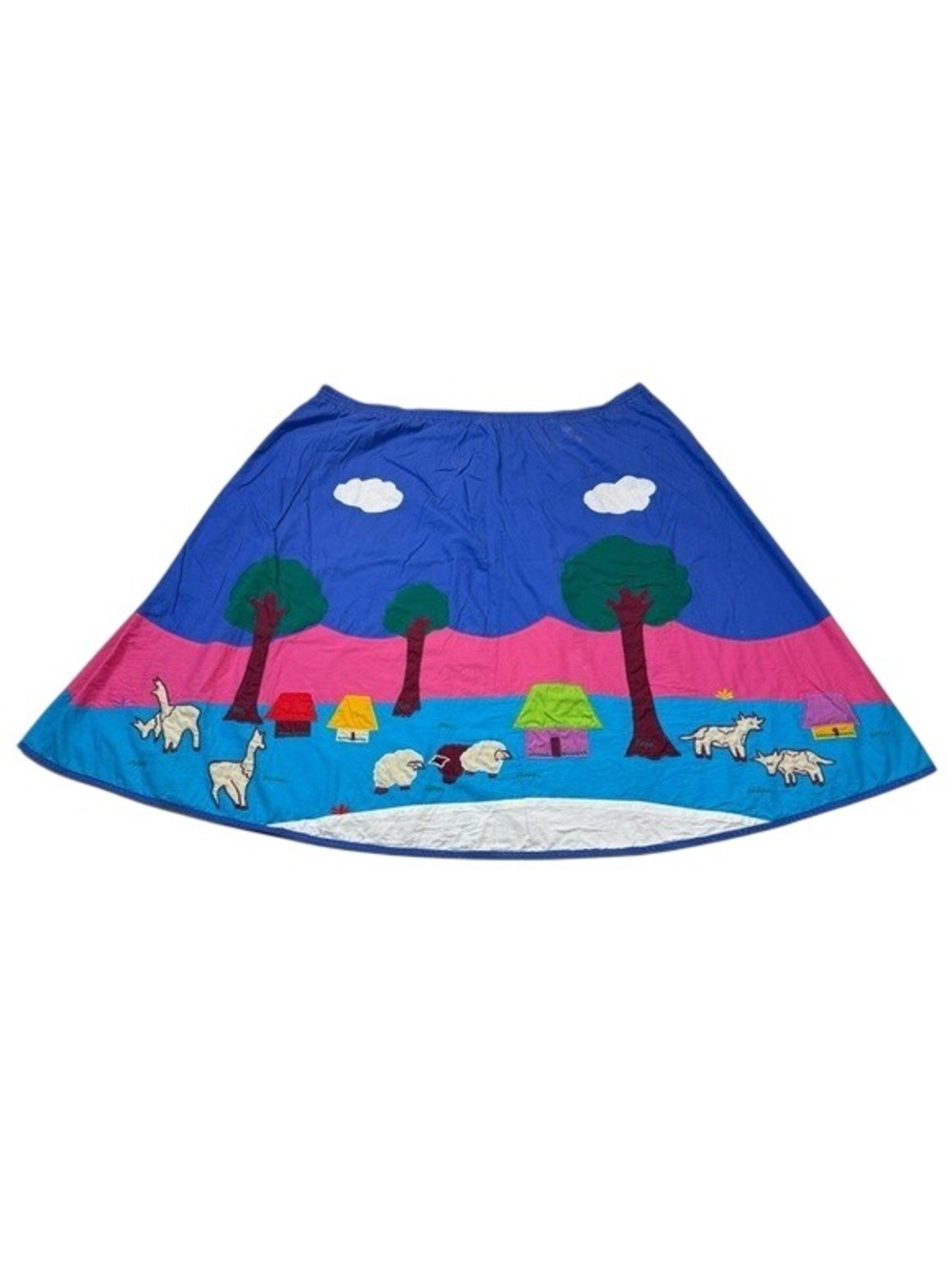 Vintage Southern Image XXXL Folk Art A-Line Spanish landscape Skirt (bin JJ)
